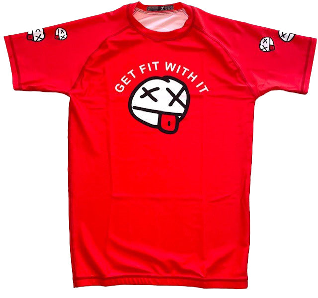 GFWI DEAD FACE Red RASHGUARD SHORT SLEEVE